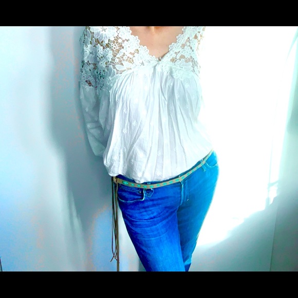 So pretty❤️ 1970’s Suede Tie Belt🦋 Light Tan&Turquoise❤️One Size Fits All 🦋 - Picture 1 of 5